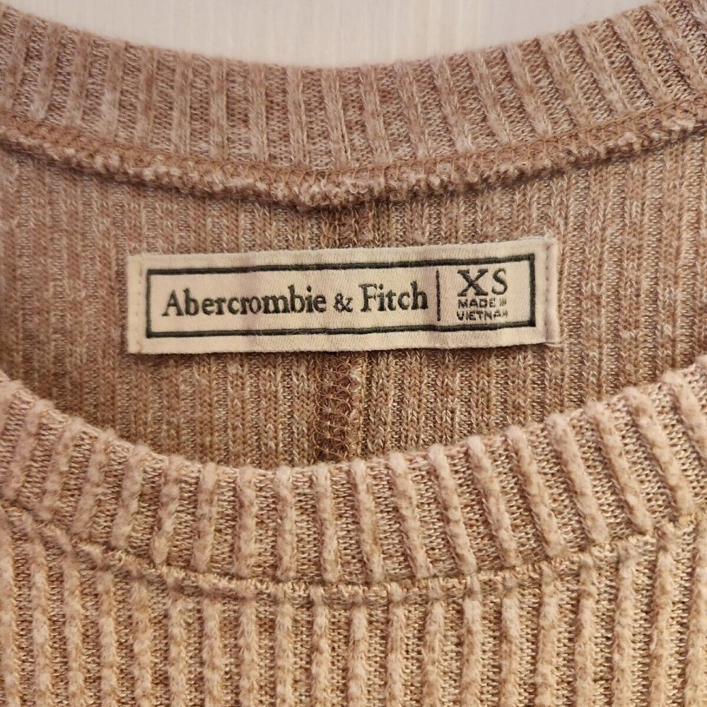 Abercrombie & Fitch Beige Long Sleeve Tie Crop Top Women's Size XS - Picture 2 of 4